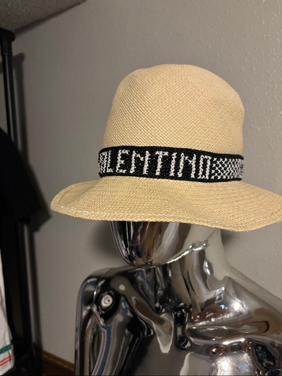 Valentino BEIGE Straw Fedora Hat with Black Band main image 11